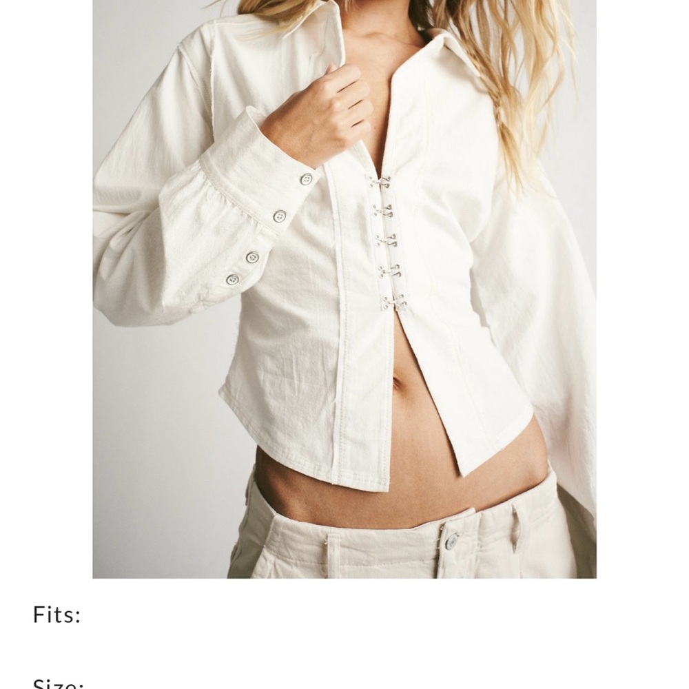 NWT Free People We The Free Hooked On You Long Sleeve Hook & Eye Closure Size S